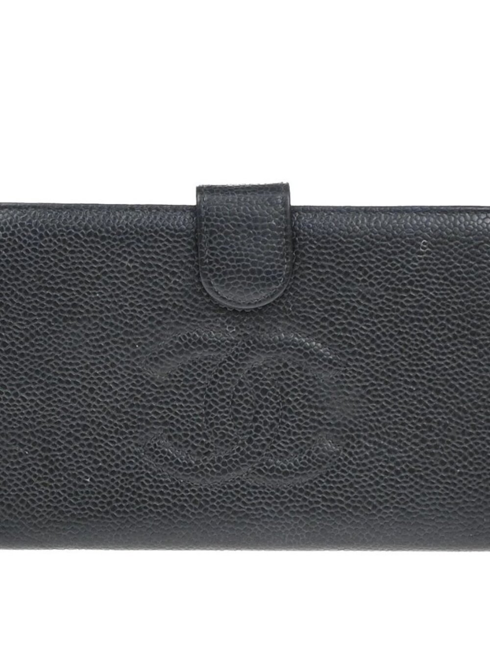 CHANEL CC Logo Long Bifold Wallet Grained Calfskin Leather Black 61RF542